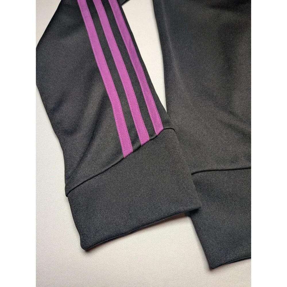 Adidas Climalite Full Zip Active Jacket Womens M Black Tribe Purple Three Strips